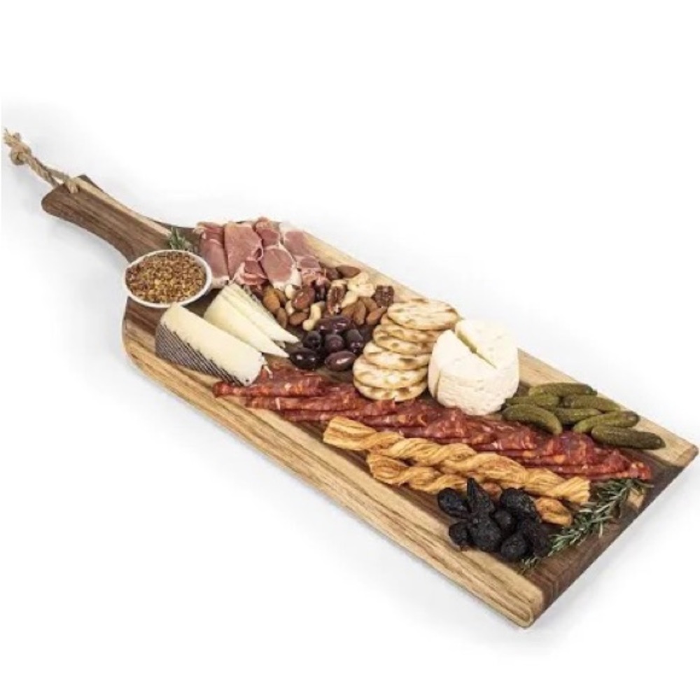 Toscana Acacia Wood Cutting Board 18in Paddle Charcuterie Serving Plank Gift